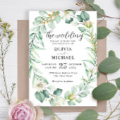 Elegant Watercolor Eukalyptus Greenerity Wedding Einladung