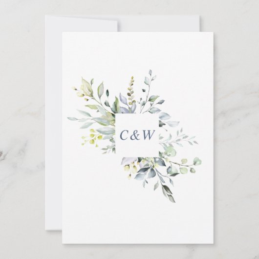 Elegant Watercolor Eukalyptus Greenerity Wedding Einladung (Rückseite)