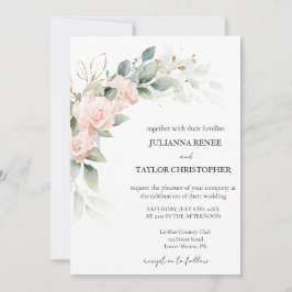 Elegant Watercolor Eukalyptus Greenerity Wedding Einladung