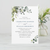 Elegant Watercolor Eukalyptus Greenerity Wedding Einladung (Stehend Vorderseite)