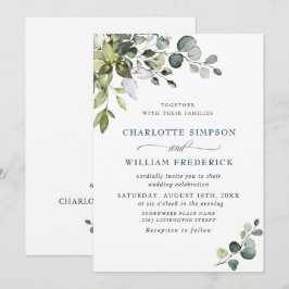 Elegant Watercolor Eukalyptus Greenerity Wedding Einladung