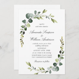 Elegant Watercolor Eukalyptus Greenerity Wedding Einladung
