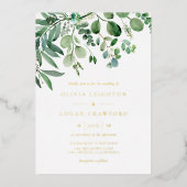 Elegant Watercolor Eukalyptus Greenerity Wedding Folieneinladung (Vorderseite)