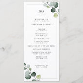 Elegant Watercolor Eukalyptus Greenerity Wedding Programm (Vorderseite)