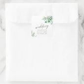 Elegant Watercolor Eukalyptus Greenerity Wedding Quadratischer Aufkleber (Tasche)
