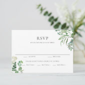 Elegant Watercolor Eukalyptus Greenerity Wedding RSVP Karte (Stehend Vorderseite)