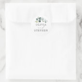 Elegant Watercolor Eukalyptus Greenerity Wedding Runder Aufkleber (Tasche)
