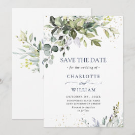 Elegant Watercolor Eukalyptus Greenerity Wedding Save The Date