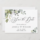 Elegant Watercolor Eukalyptus Greenerity Wedding Save The Date (Vorderseite)