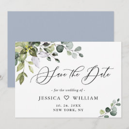Elegant Watercolor Eukalyptus Greenerity Wedding Save The Date