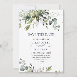 Elegant Watercolor Eukalyptus Greenerity Wedding Save The Date