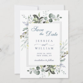 Elegant Watercolor Eukalyptus Greenerity Wedding Save The Date