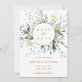 Elegant Watercolor Eukalyptus Greenerity Wedding Save The Date (Vorderseite)