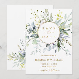 Elegant Watercolor Eukalyptus Greenerity Wedding Save The Date