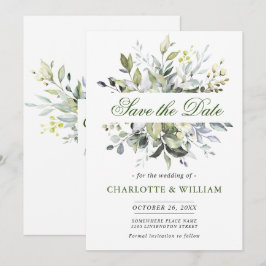 Elegant Watercolor Eukalyptus Greenerity Wedding Save The Date