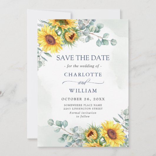 Elegant Watercolor Eukalyptus Greenerity Wedding Save The Date (Vorderseite)