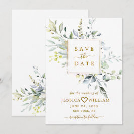Elegant Watercolor Eukalyptus Greenerity Wedding Save The Date