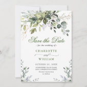 Elegant Watercolor Eukalyptus Greenerity Wedding Save The Date (Vorderseite)