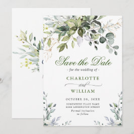 Elegant Watercolor Eukalyptus Greenerity Wedding Save The Date