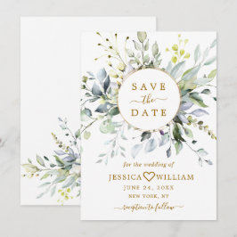 Elegant Watercolor Eukalyptus Greenerity Wedding Save The Date