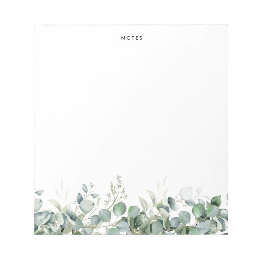 Elegant Watercolor Eukalyptus Greenery Custom Notizblock (Vorderseite)