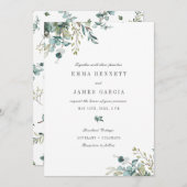 Elegant Watercolor Eukalyptus Greenery Wedding Inv Einladung (Vorne/Hinten)