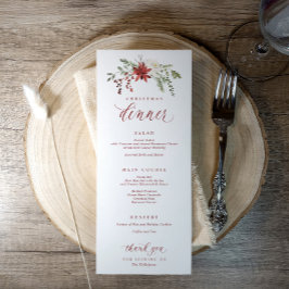 Elegant Watercolor Festive Christmas Dinner Menu Menükarte