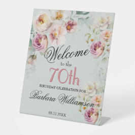 Elegant Watercolor Floral 1070th Birthday Welcome  Sockelschild