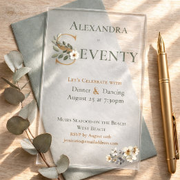 Elegant Watercolor Floral 70th Birthday  Acryleinladungen