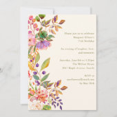 Elegant Watercolor Floral 75th Birthday Party Einladung (Vorderseite)
