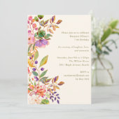 Elegant Watercolor Floral 75th Birthday Party Einladung (Stehend Vorderseite)
