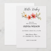 Elegant Watercolor Floral Branch Einladung (Vorne/Hinten)