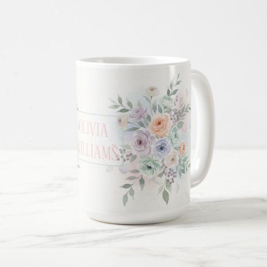 Elegant Watercolor Floral  Kaffeetasse (VorderseiteRechts)
