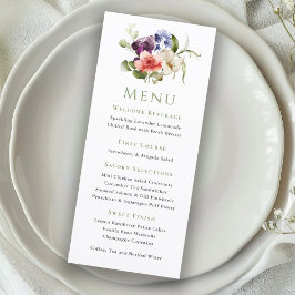 Elegant Watercolor Floral Ladies Event Menu Menükarte