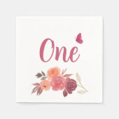 Elegant Watercolor Floral One 1st Birthday Serviette (Vorderseite)
