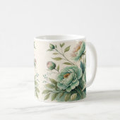 Elegant Watercolor Floral Pattern Mug Kaffeetasse (VorderseiteRechts)