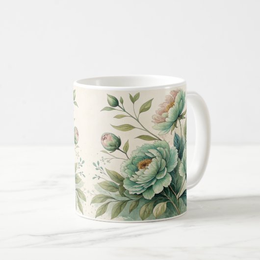 Elegant Watercolor Floral Pattern Mug Kaffeetasse (VorderseiteRechts)