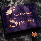 Elegant Watercolor Floral Plum 70th Birthday Rose Gästebuch