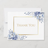 Elegant Watercolor Floral Powder Blue Wedding  Dankeskarte (Vorderseite)