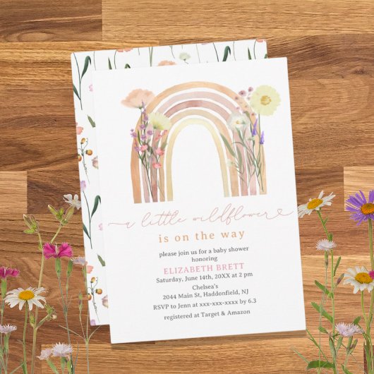 Elegant Watercolor Floral Rainbow Baby Shower Invi Einladung
