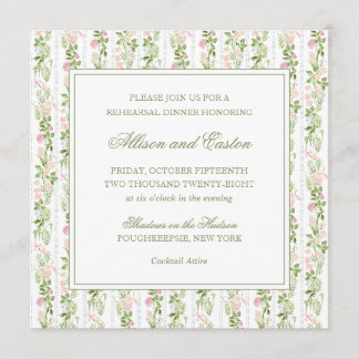 Elegant Watercolor Floral Rehearsal Dinner Invite Einladung