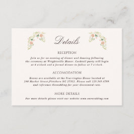 Elegant Watercolor Floral Rococo Wedding Details Begleitkarte