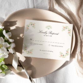 Elegant Watercolor Floral Rococo Wedding RSVP Karte