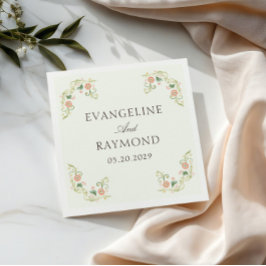 Elegant Watercolor Floral Rococo Wedding  Serviette