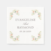 Elegant Watercolor Floral Rococo Wedding Serviette (Vorderseite)