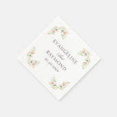 Elegant Watercolor Floral Rococo Wedding Serviette (Ecke)