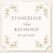 Elegant Watercolor Floral Rococo Wedding  Untersetzer (Vorderseite)