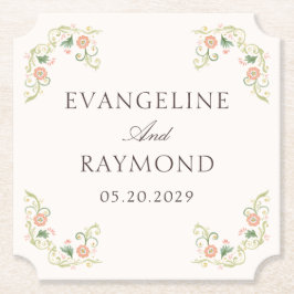 Elegant Watercolor Floral Rococo Wedding Untersetzer