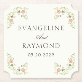 Elegant Watercolor Floral Rococo Wedding  Untersetzer