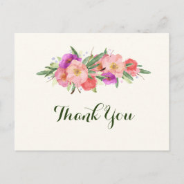 Elegant Watercolor Floral Vielen Dank Postkarte